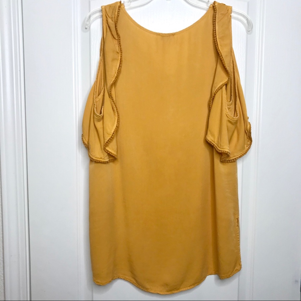 Umgee Cold Shoulder Ruffle Sleeve Boho Style Top - Picture 6 of 7